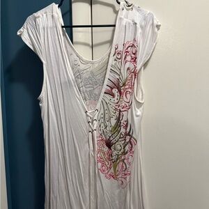 Harley Davidson White Sleeveless shirt with Pink and Black Design